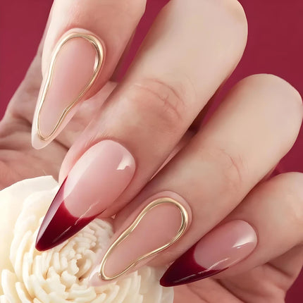 Uñas postizas almendradas largas hechas a mano