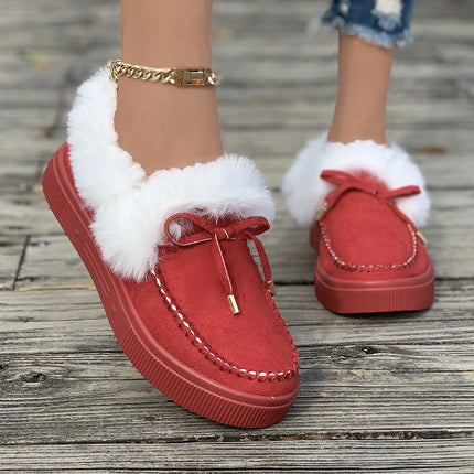 Chaussures d'hiver à tête ronde et semelle épaisse en velours et coton chaud pour femmes