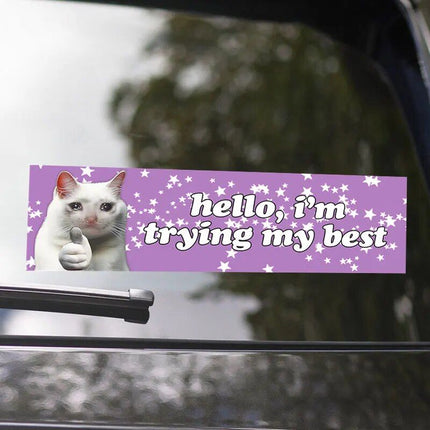 Funny "Hello, I'm Trying My Best" Cartoon Car Decals - Wnkrs