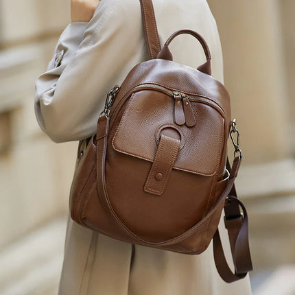 Sac à dos élégant en cuir véritable pour femme