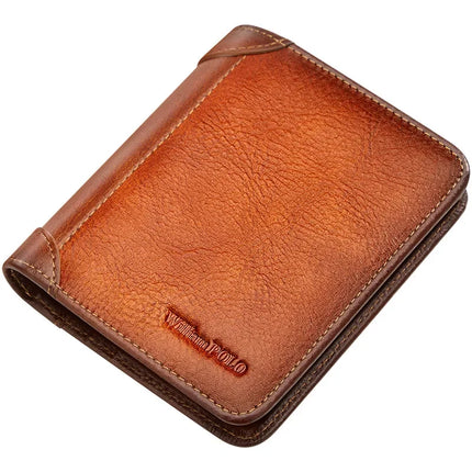 Portefeuille de luxe en cuir véritable pour homme - Petit porte-cartes de haute qualité et porte-monnaie de poche rétro