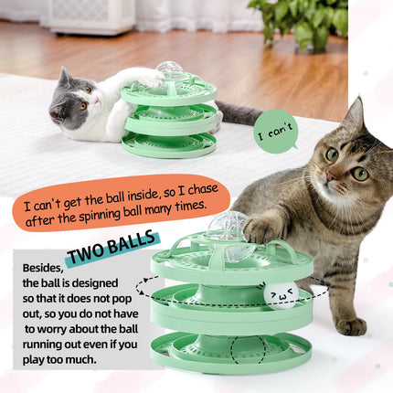 Tour ronde de jouets interactifs pour chat avec boules tournantes pour un jeu actif et des soins molaires