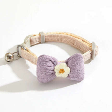 Collar para mascotas con cuadros y nudo de mariposa