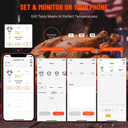 Termómetro inteligente para carne de barbacoa