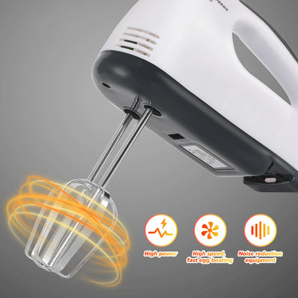 Hand Mixer Electric, Stainless Steel Electric Whisk With Dough Hooks For Baking, 7 Speeds, 260W, Turbo Boost & Easy Eject Button - Wnkrs