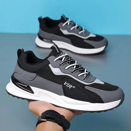 Men's Color Block Mesh Shoes Fashion Casual Lace-up Sneakers Outdoor Breathable Running Sports Shoes - Wnkrs