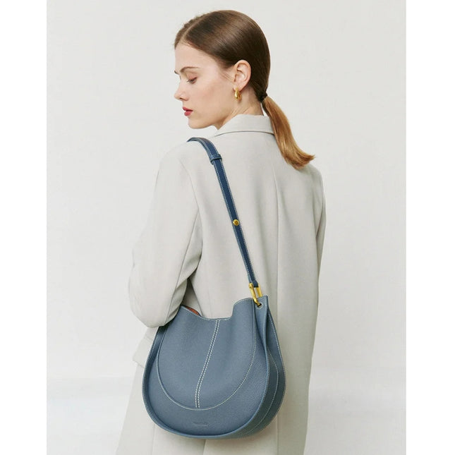 Sac fourre-tout à bandoulière en cuir véritable pour femme