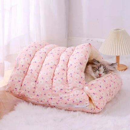 Lit d'hiver en peluche pour chat et chiot