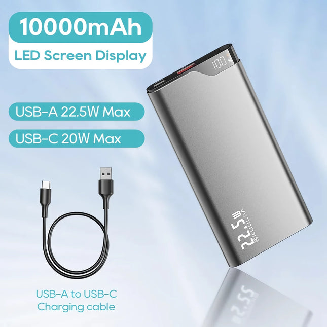 10000mAh Portable Fast Charging Power Bank with Digital Display