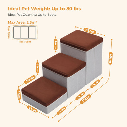 Escalera plegable 2 en 1 para mascotas y almacenamiento de perros y cachorros