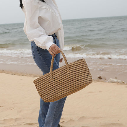 Handmade Straw Woven Beach Bag