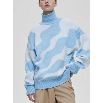 Women's Turtleneck Stripe Oversized Sweater - Wnkrs