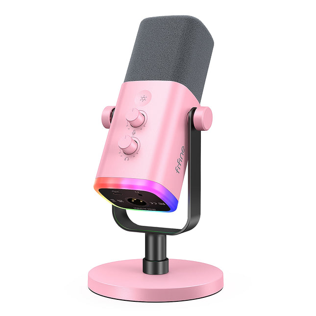 Microphone dynamique FIFINE avec prise casque/RVB/muet - Micro d'enregistrement et de jeu ultime