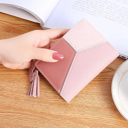 Chic Plaid Mini Wallet with Tassel