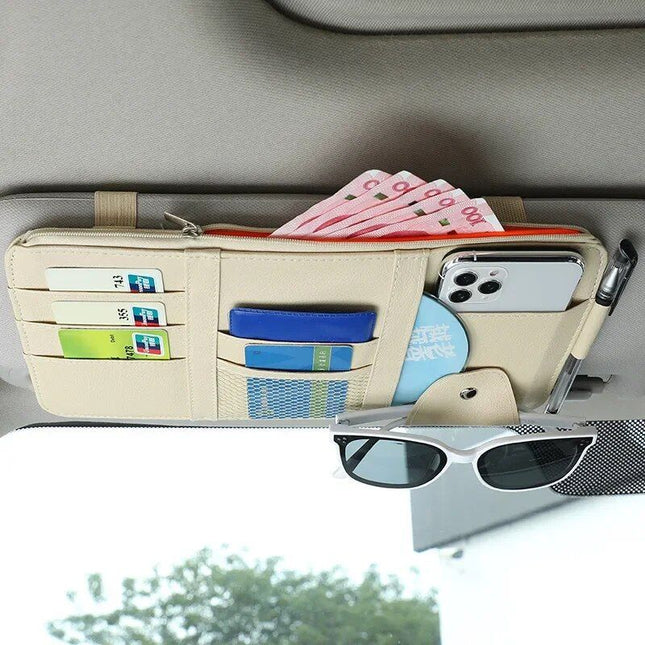 Multi-Pocket Car Sun Visor Organizer with Pen Holder - Wnkrs