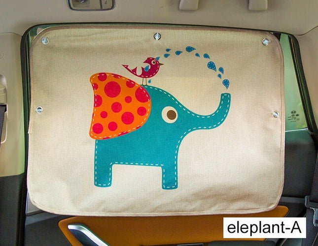 Cute Cartoon Linen Car Sun Shade Curtain for Windshield and Side Windows - 70cm x 50cm - Wnkrs