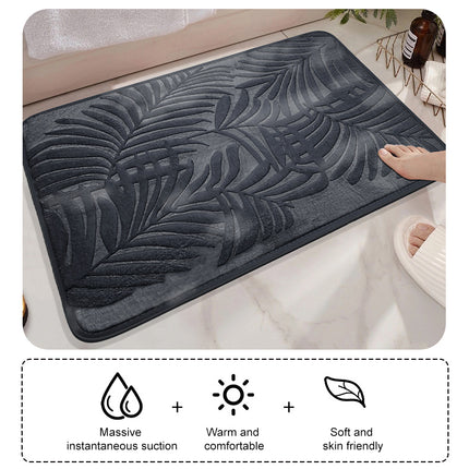 Alfombrilla de baño de espuma viscoelástica con diseño de hojas