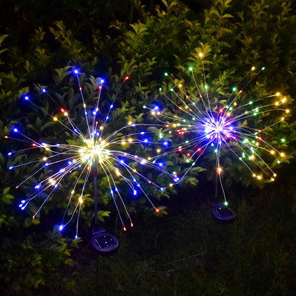 Guirlandes lumineuses solaires en forme de feu d'artifice - Lot de 2, étanches pour l'extérieur, 200 LED, 8 modes