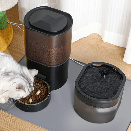 Distributeur automatique d'eau et de nourriture pour chats intelligent avec WiFi – Distributeur automatique de nourriture à télécommande pour chats et chiens