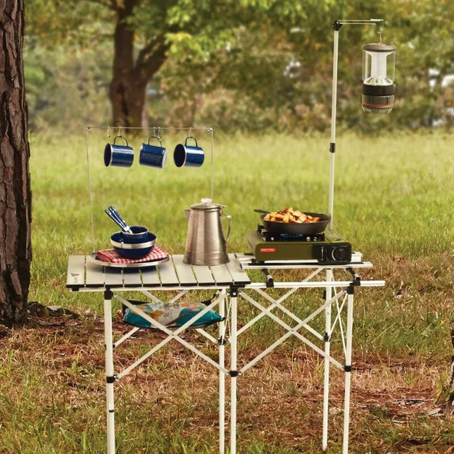 Ultimate Camp Kitchen Table with Adjustable Stove Platform - Wnkrs