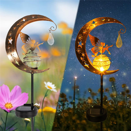 Lampe de jardin féerique en forme de lune solaire enchanteresse