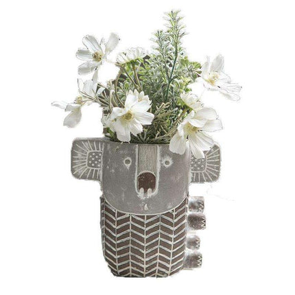 Charmant vase rétro en ciment Koala pour plantes succulentes