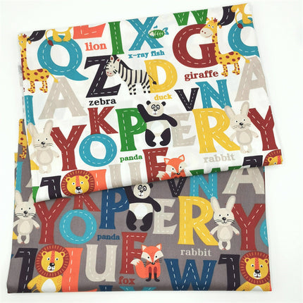 Alphabet Cartoon Animal Pure Cotton Twill Cloth Children's Bedding Clothing Blanket Fabric - Wnkrs