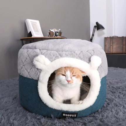 Lit et maison en peluche convertible et confortable pour chats et petits chiens