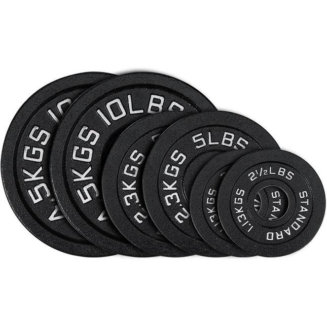 Cast Iron 2-Inch Plate Weight Set for Strength Training, Weightlifting and Crossfit - Wnkrs