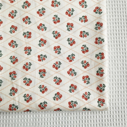 Door Width Diagonal Lattice Small Rose Jujube Red Cotton Twill Fabric - Wnkrs