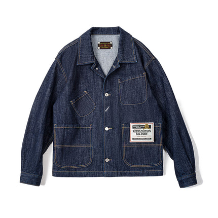 Veste en jean rétro à quatre poches et boutonnage simple