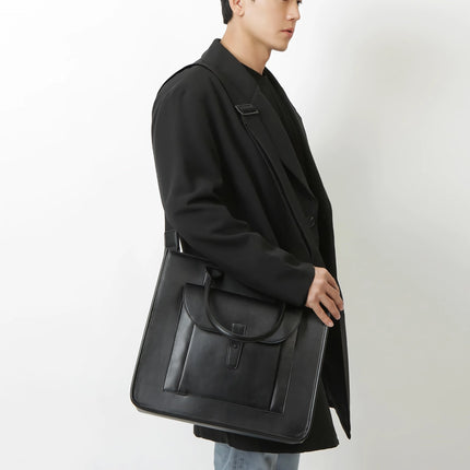 Sac à main en cuir pour homme - Sac à bandoulière pour ordinateur portable 14" de grande capacité