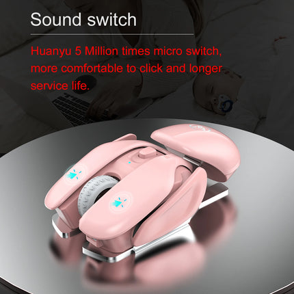 2.4G Wireless Rechargeable 4D Pink Mouse with Aluminum Alloy Shell, 1600dpi Adjustable for Office and Gaming