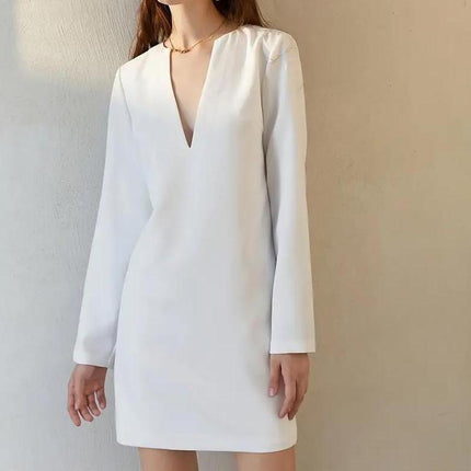 Robe tunique élégante à col cranté pour les vacances