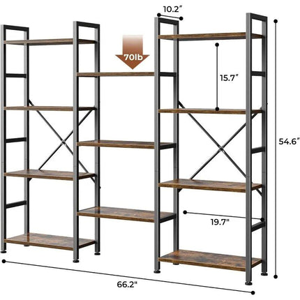 Modern Triple 4-Tier Wide Bookshelf for Home & Office - Wnkrs