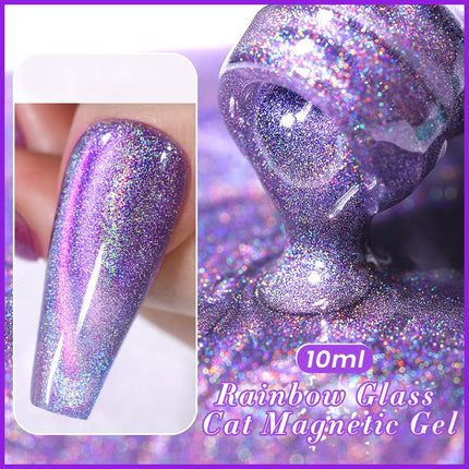 Esmalte de uñas en gel magnético con efecto gato y luz de luna reflectante de 10 ml