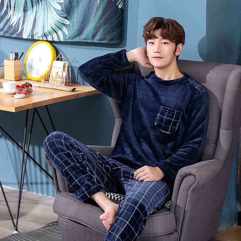 Men's Long Sleeved Warm Pajama Set