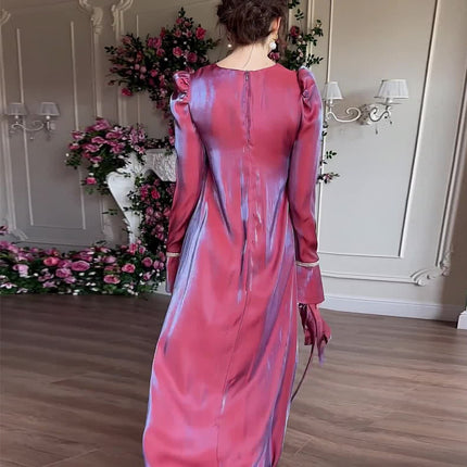 Robe trapèze élégante en satin glacé pailleté