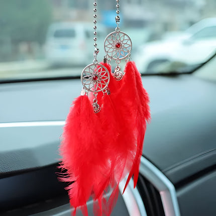 Adorno para coche con atrapasueños y plumas