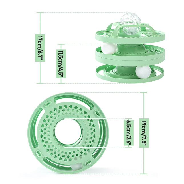 Torre redonda de juguete interactivo para gatos con bolas giratorias para un juego activo y el cuidado de las muelas