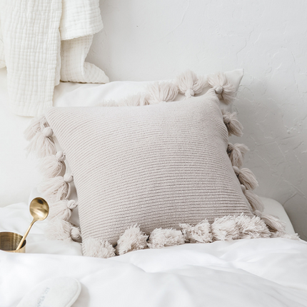 Bohemian Knitted Cushion Cover with Fringe - Wnkrs