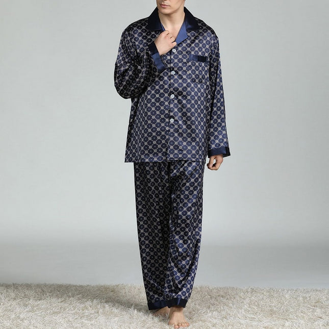 Men's Silk Pajama Sets with Pattern