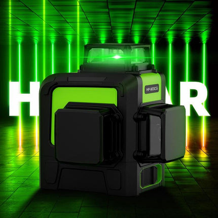 360° 3D Green Laser Level Kit with Receiver & Tripod, 12 Lines, Self-Leveling