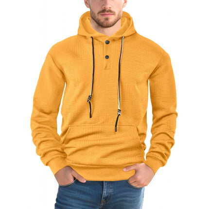 Suéter deportivo informal de manga larga con capucha para hombre, de color liso y corte holgado.