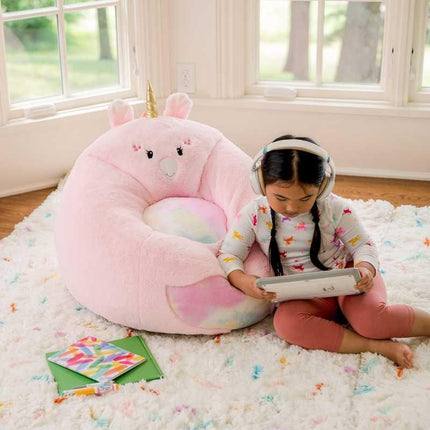 Pink Unicorn Plush Bean Bag Chair for Kids - Wnkrs