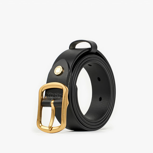 Ceinture élégante en cuir pour femme avec boucle à ardillon – Sangle de taille de couleur unie