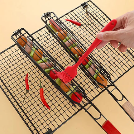 Outdoor Wooden Handle BBQ Cage