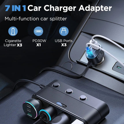 Chargeur de voiture USB C 7 ports 139 W avec charge rapide et adaptateur allume-cigare