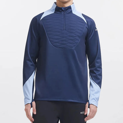 Suéter deportivo acolchado con media cremallera para hombre: suéter de entrenamiento con colores en contraste