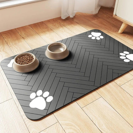 Tapis d'alimentation absorbant pour animaux de compagnie avec support en caoutchouc imperméable